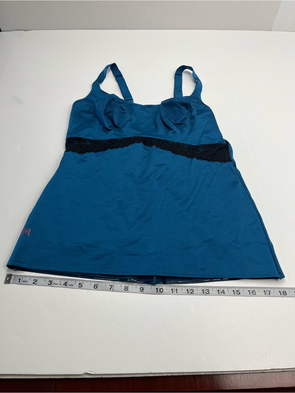 Ruby Ribbon Lace Cami Camisole Tank Top Size 40 Teal Blue Womens Style 3024 - Picture 6 of 7